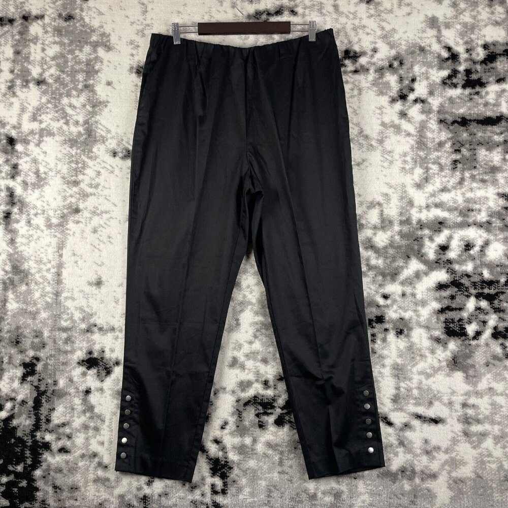 Susan Graver Pants Womens Size Extra Large Black‎ Button Ankle Cotton Stretch